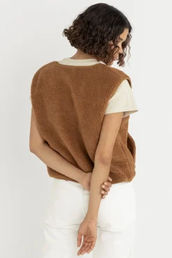 Rhythm Fleece*Ella Sherpa Vest Tobacco