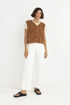 Rhythm Fleece*Ella Sherpa Vest Tobacco
