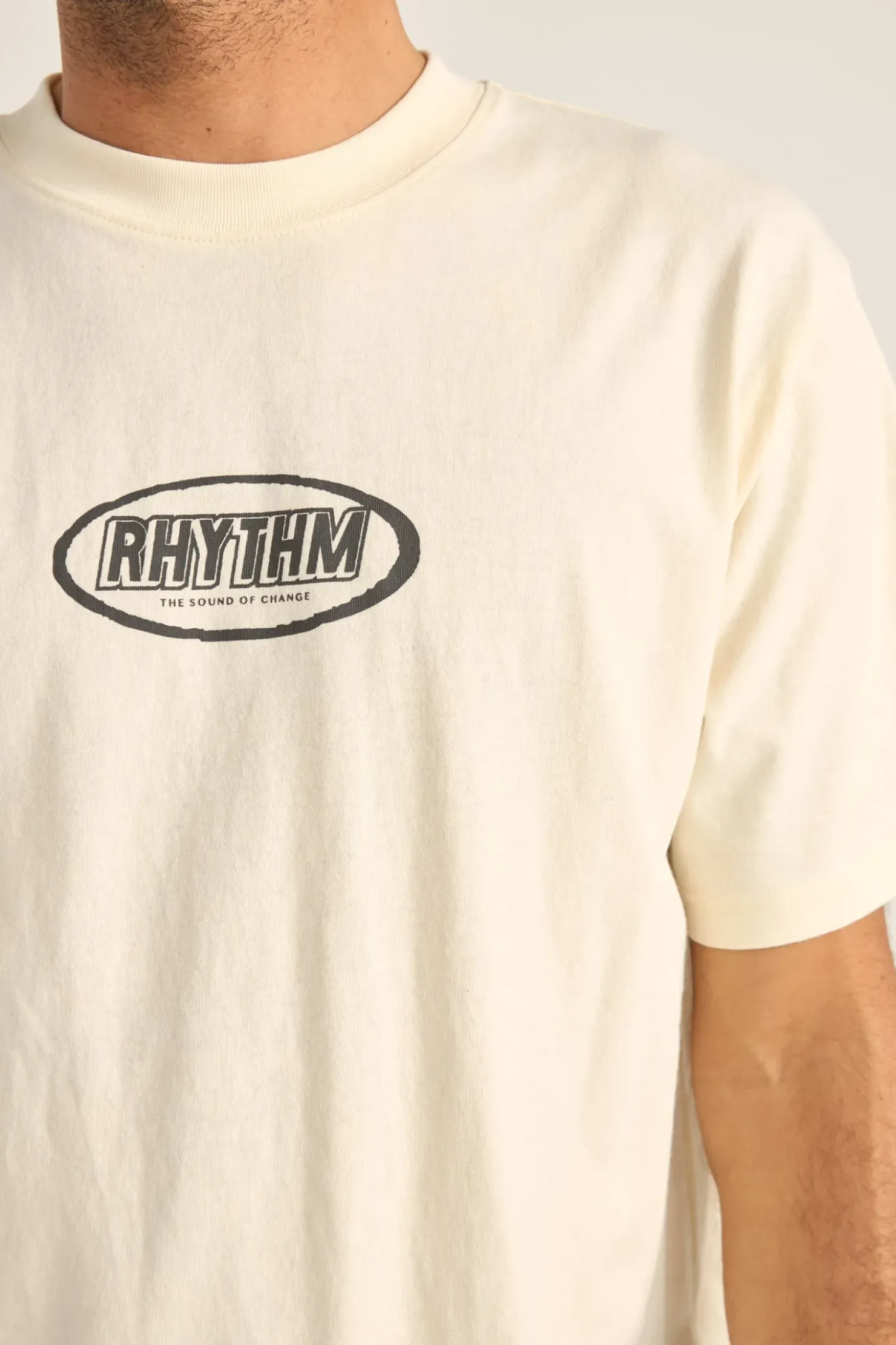 Rhythm T-shirts*Elliptic Printed Vintage Ss T-Shirt Ecru