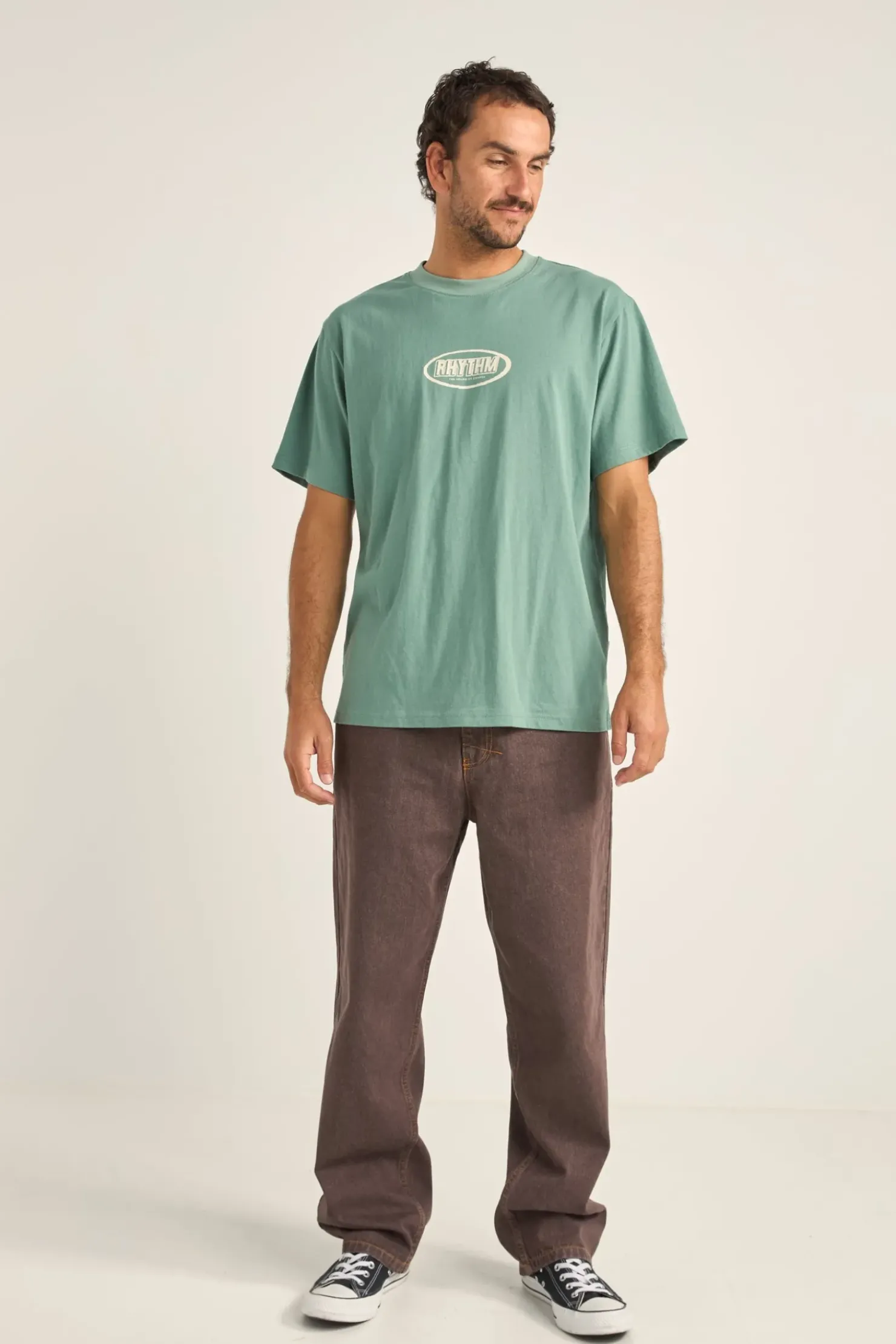 Rhythm T-shirts*Elliptic Printed Vintage Ss T-Shirt Vintage Green VintageGreen
