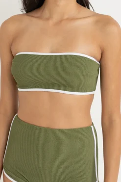 Rhythm Swim Tops*Essential Rib Contrast Bandeau Top Olive