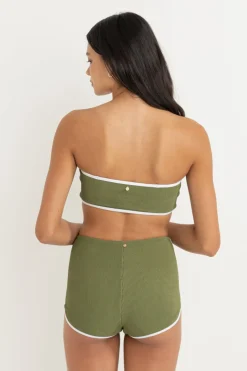 Rhythm Swim Tops*Essential Rib Contrast Bandeau Top Olive