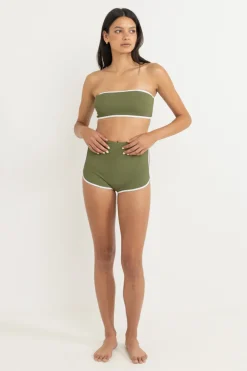 Rhythm Swim Tops*Essential Rib Contrast Bandeau Top Olive