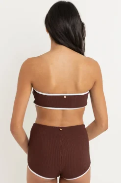Rhythm Swim Tops*Essential Rib Contrast Bandeau Top Cafe