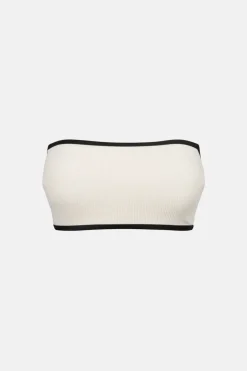 Rhythm Swim Tops*Essential Rib Contrast Bandeau Top Creme