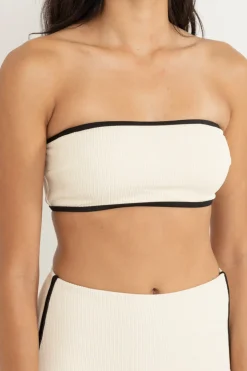 Rhythm Swim Tops*Essential Rib Contrast Bandeau Top Creme