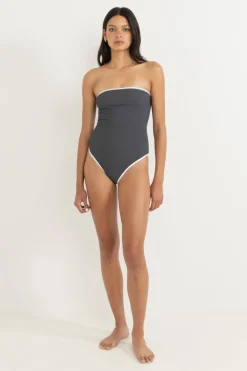 Rhythm One Piece Swim*Essential Rib Contrast One Piece Graphite