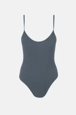 Rhythm One Piece Swim*Essential Rib Minimal One Piece Graphite