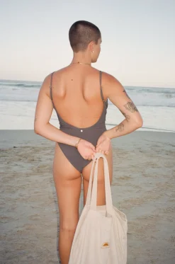 Rhythm One Piece Swim*Essential Rib Minimal One Piece Graphite