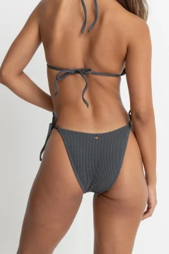 Rhythm Swim Bottoms*Essential Rib Tie Side Hi Cut Pant Graphite