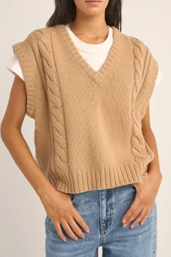 Rhythm Knits*Finley Cable Knit Vest Sand