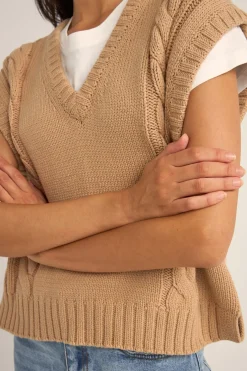 Rhythm Knits*Finley Cable Knit Vest Sand