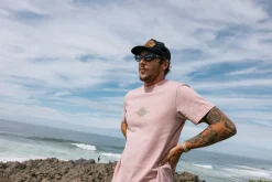 Rhythm T-shirts*Flame Printed Vintage Ss T Shirt Mauve