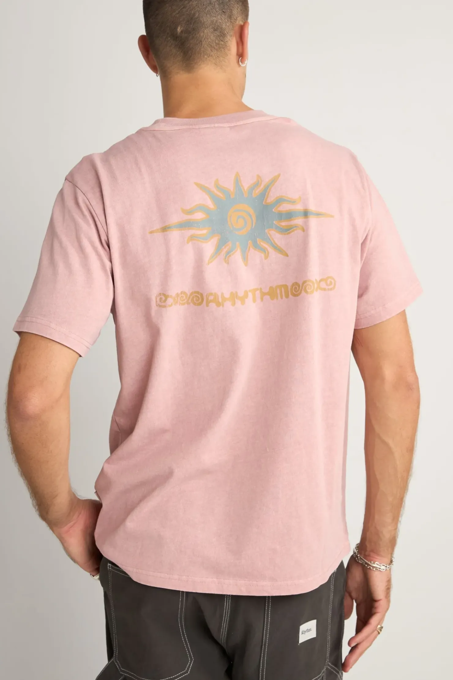 Rhythm T-shirts*Flame Printed Vintage Ss T Shirt Mauve