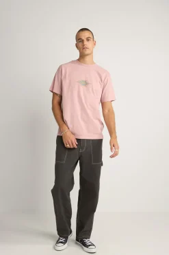 Rhythm T-shirts*Flame Printed Vintage Ss T Shirt Mauve