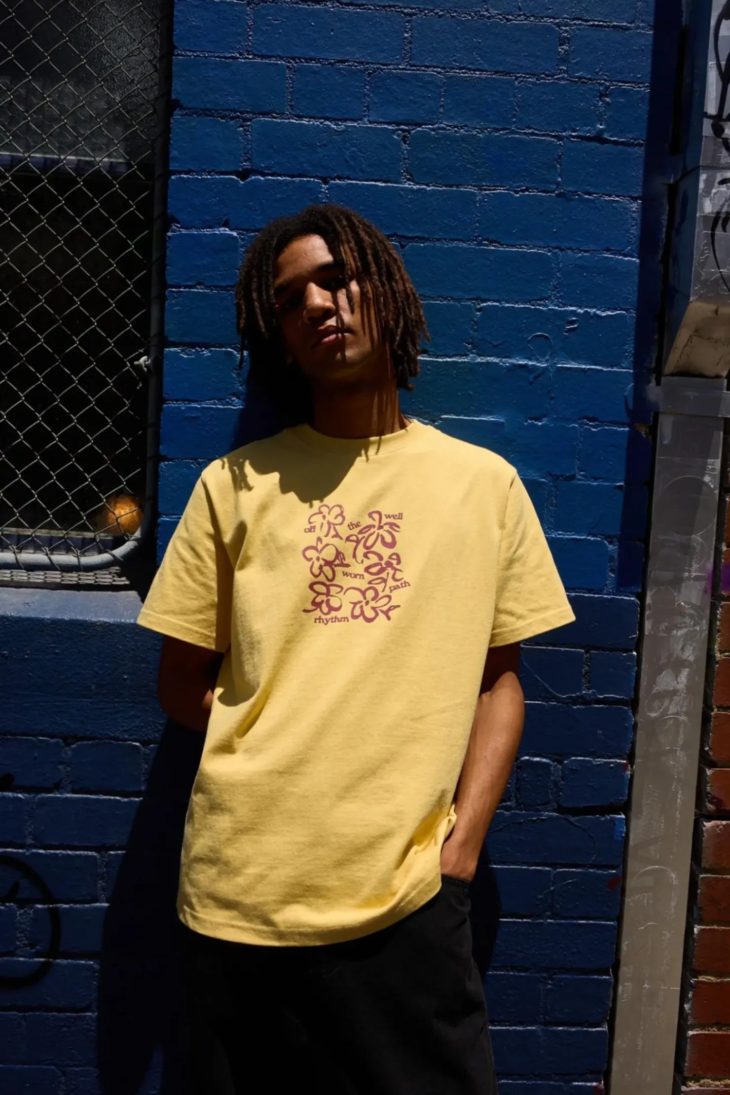 Rhythm T-shirts*Florist Vintage Ss T-Shirt Yellow