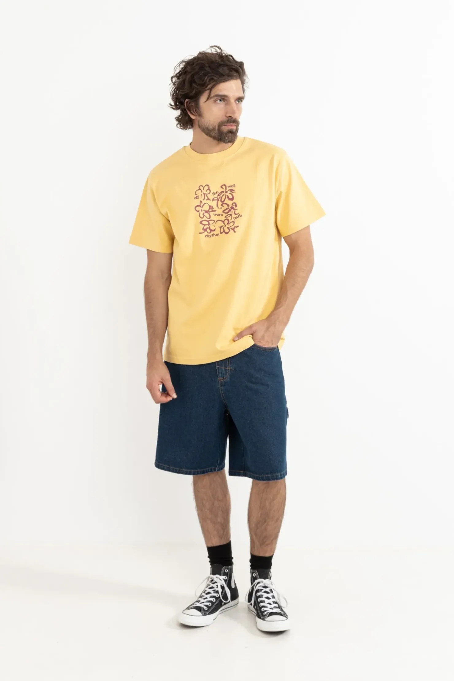 Rhythm T-shirts*Florist Vintage Ss T-Shirt Yellow