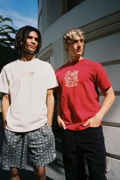 Rhythm T-shirts*Florist Vintage Ss T-Shirt Merlot