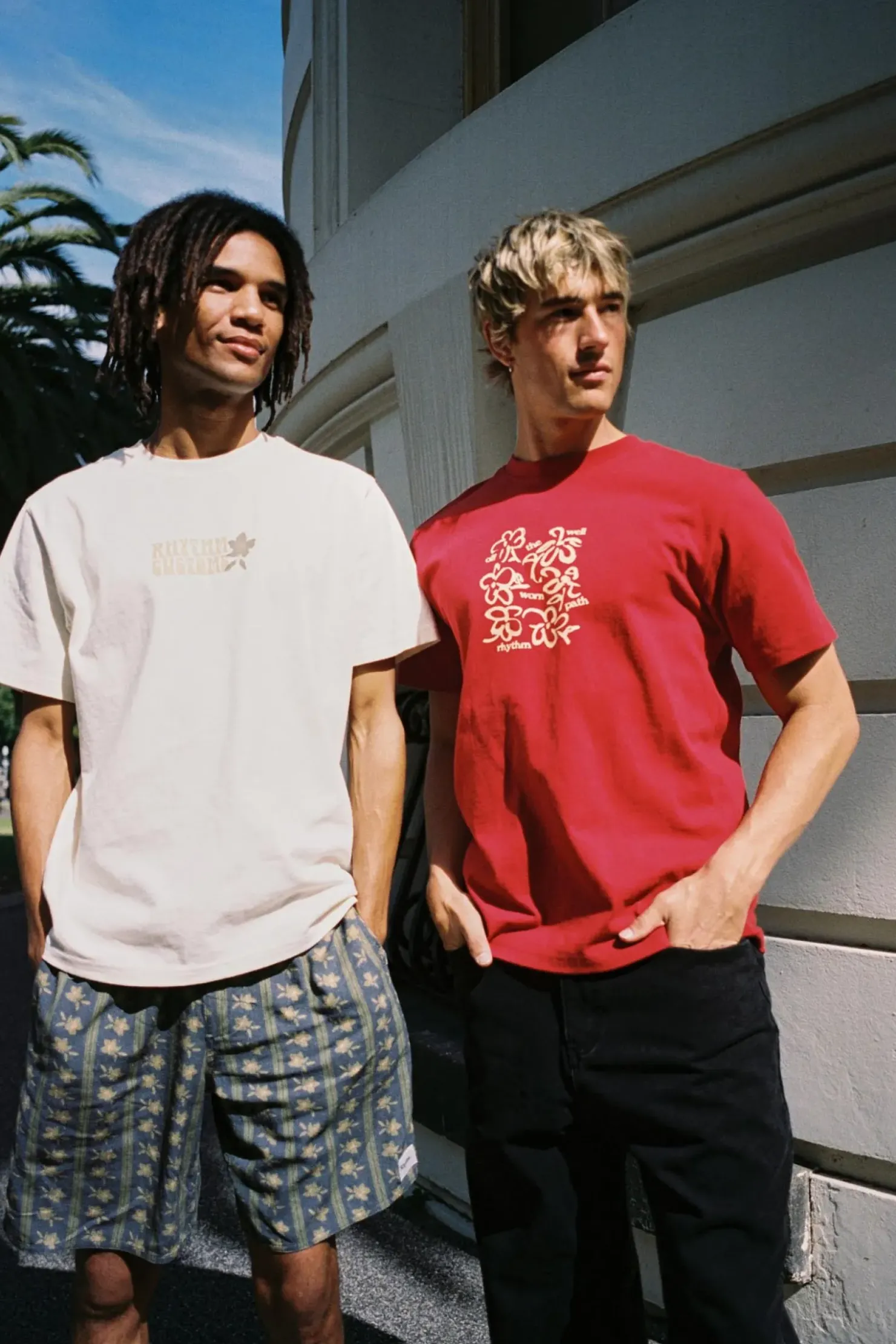 Rhythm T-shirts*Florist Vintage Ss T-Shirt Merlot