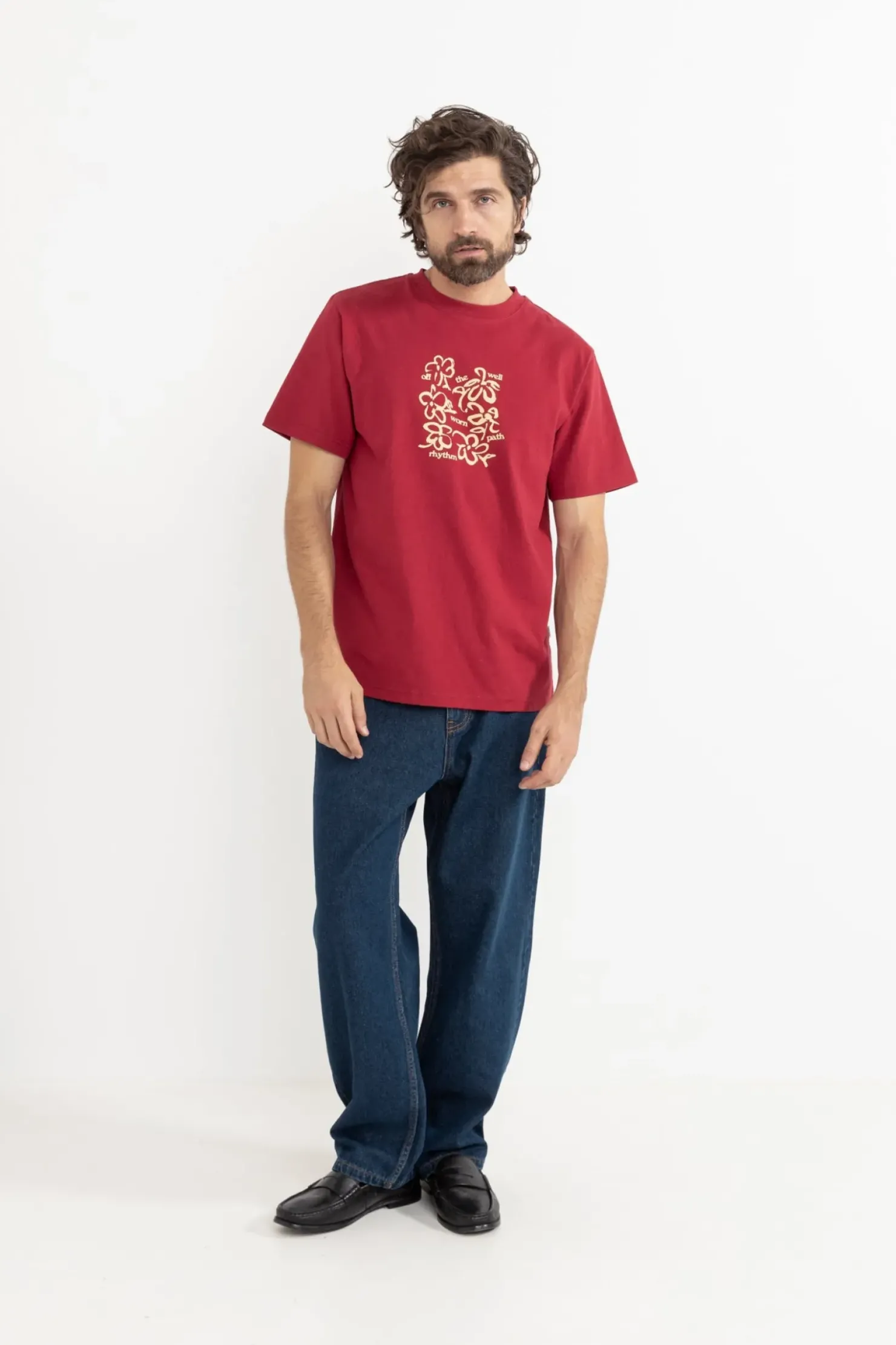 Rhythm T-shirts*Florist Vintage Ss T-Shirt Merlot