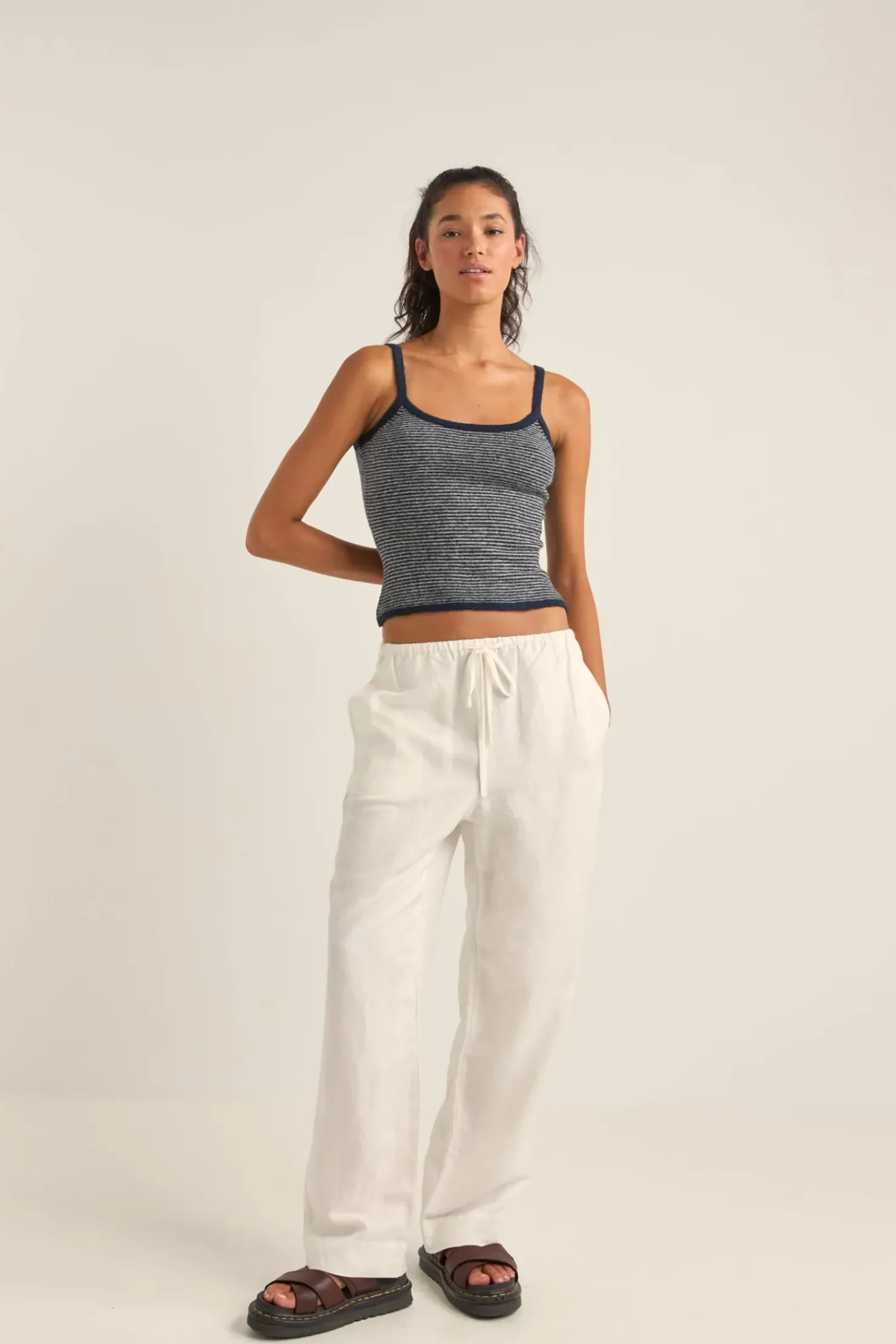 Rhythm Pants*Frankie Elastic Pant White