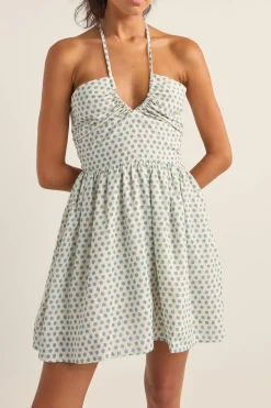 Rhythm Dresses*Harper Halter Mini Dress Blue Floral BlueFloral