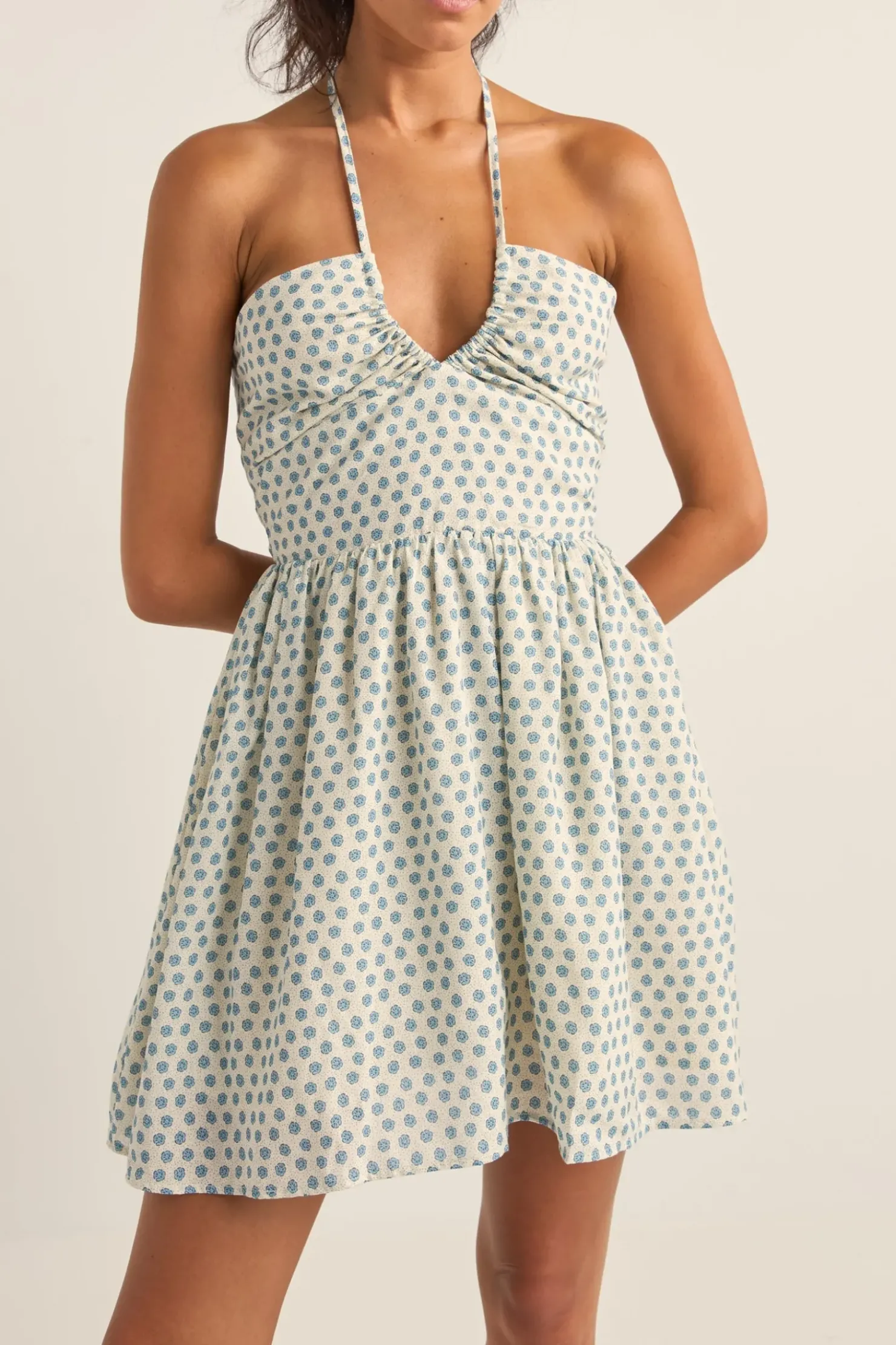 Rhythm Dresses*Harper Halter Mini Dress Blue Floral BlueFloral