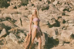 Rhythm Swim Tops*Ibiza Stripe Rib Bandeau Top Pink