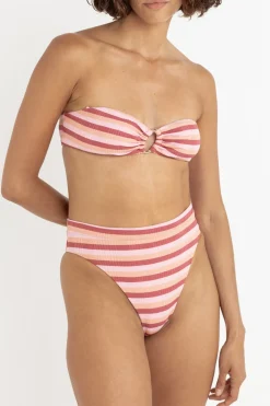 Rhythm Swim Tops*Ibiza Stripe Rib Bandeau Top Pink