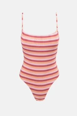 Rhythm One Piece Swim*Ibiza Stripe Rib One Piece Pink