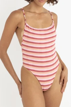Rhythm One Piece Swim*Ibiza Stripe Rib One Piece Pink
