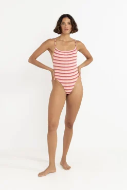 Rhythm One Piece Swim*Ibiza Stripe Rib One Piece Pink