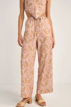 Rhythm Pants*Jessie Paisley Drawstring Pant Rose