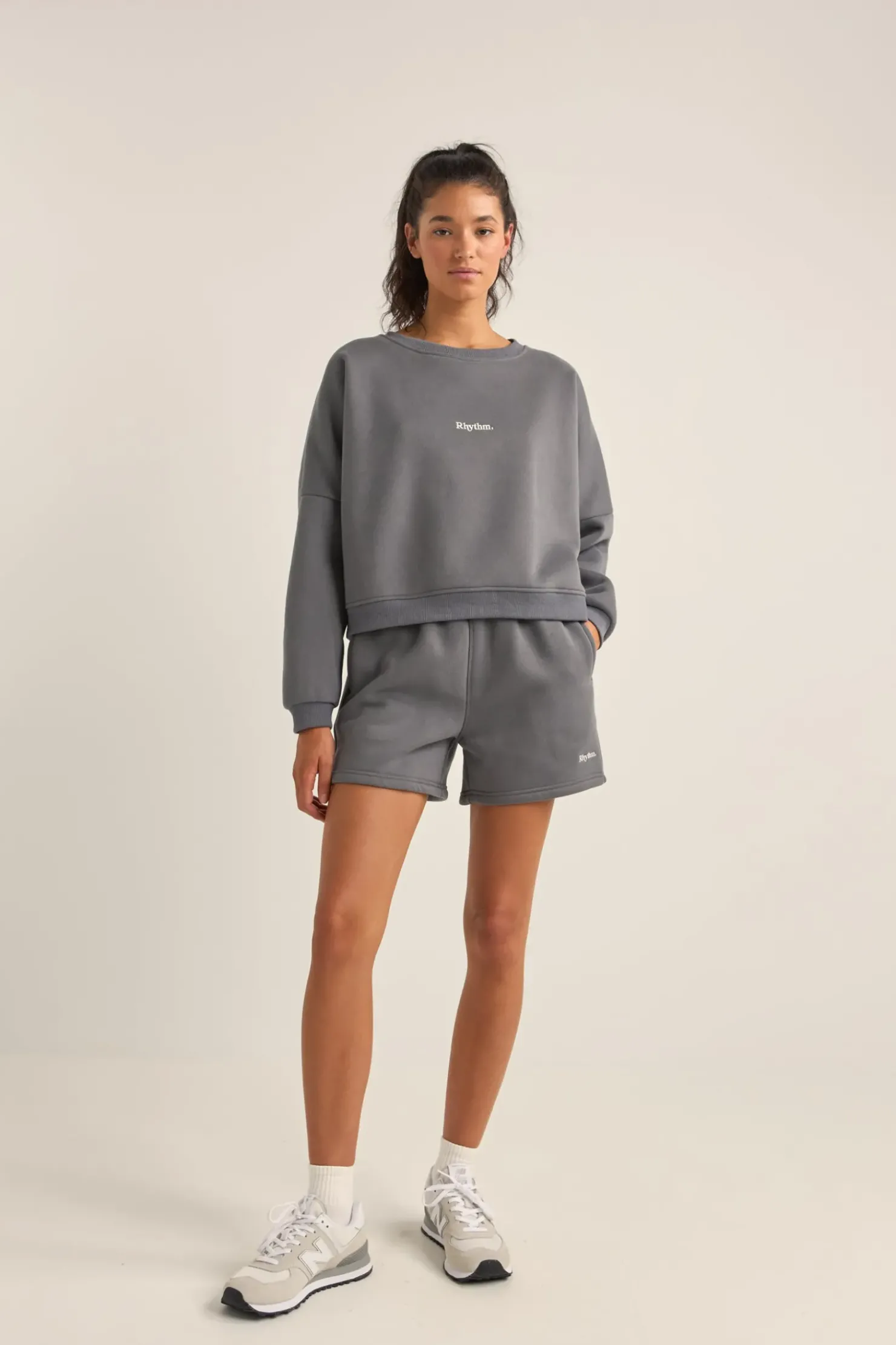 Rhythm Fleece*Logo Crew Neck Fleece Charcoal