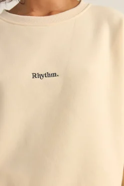 Rhythm Fleece*Logo Crew Neck Fleece Oatmeal