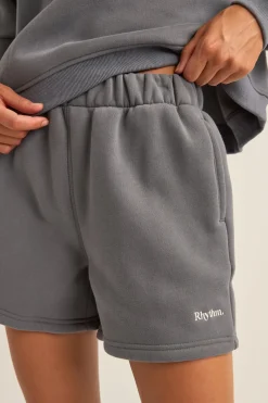 Rhythm Fleece*Logo Fleece Shorts Charcoal