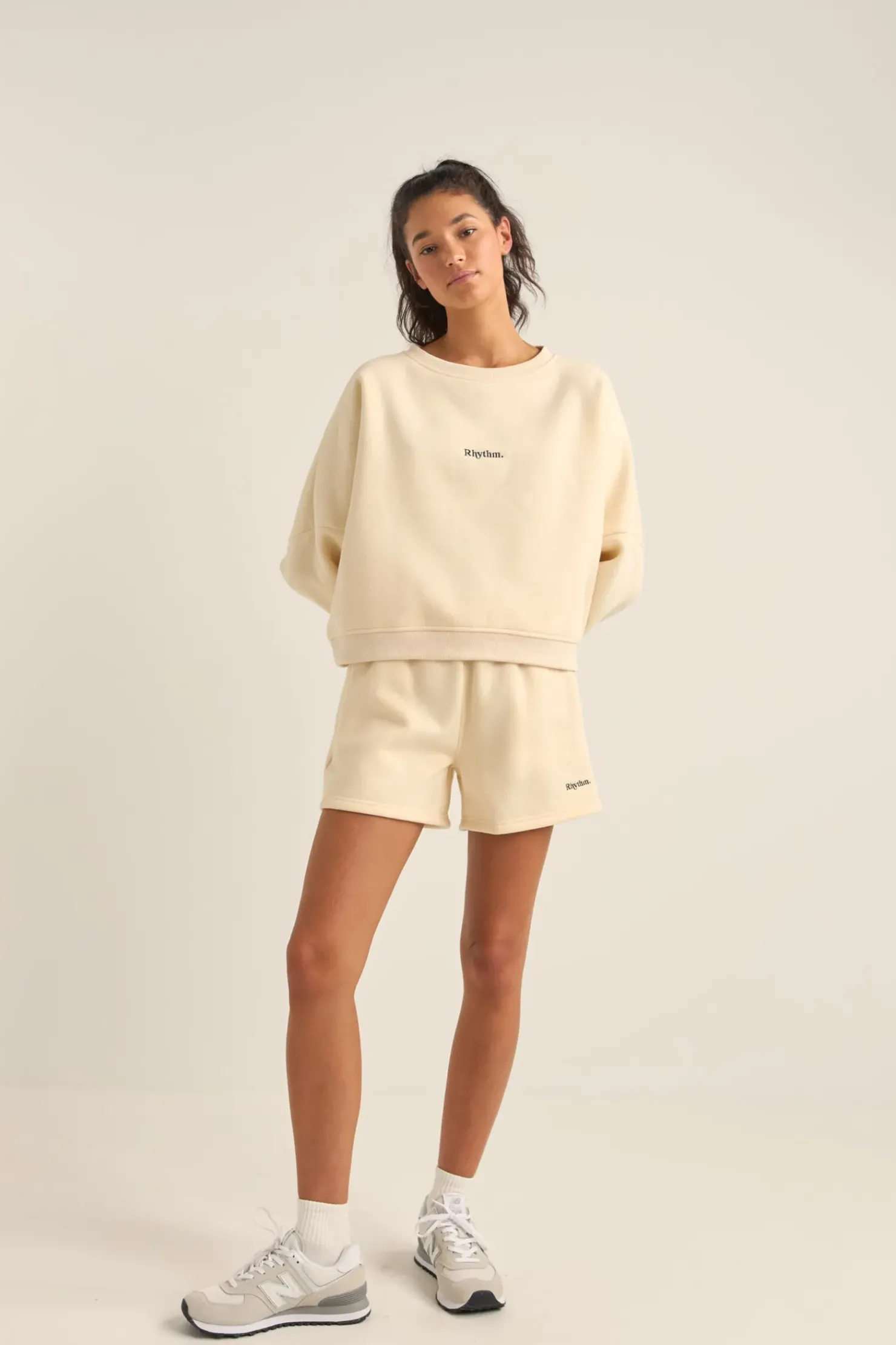Rhythm Fleece*Logo Fleece Shorts Oatmeal