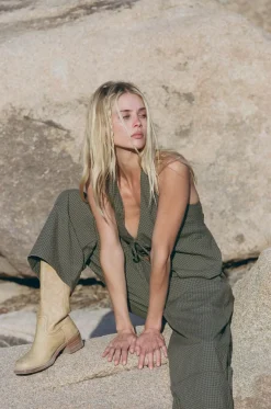 Rhythm Pants*Louise Check Drawstring Pant Olive