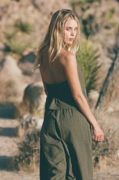 Rhythm Fashion Tops*Louise Check Halter Top Olive