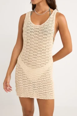 Rhythm Overswim|Dresses*Maddi Scoop Neck Mini Dress Creme