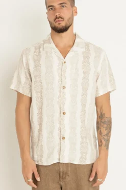 Rhythm Woven Shirts*Pineapple Stripe Ss Shirt Sand
