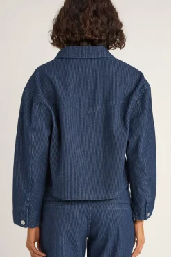 Rhythm Jackets*Pinstripe Cropped Jacket Indigo