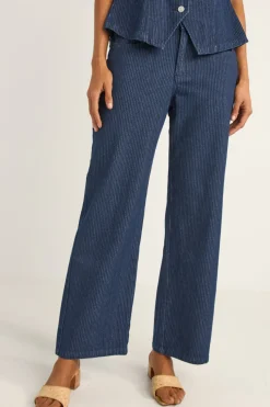 Rhythm Pants*Pinstripe Mid-Rise Pant Indigo