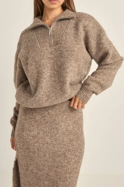 Rhythm Knits*Quinn Zip Knit Oatmeal