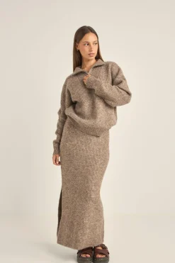 Rhythm Knits*Quinn Zip Knit Oatmeal