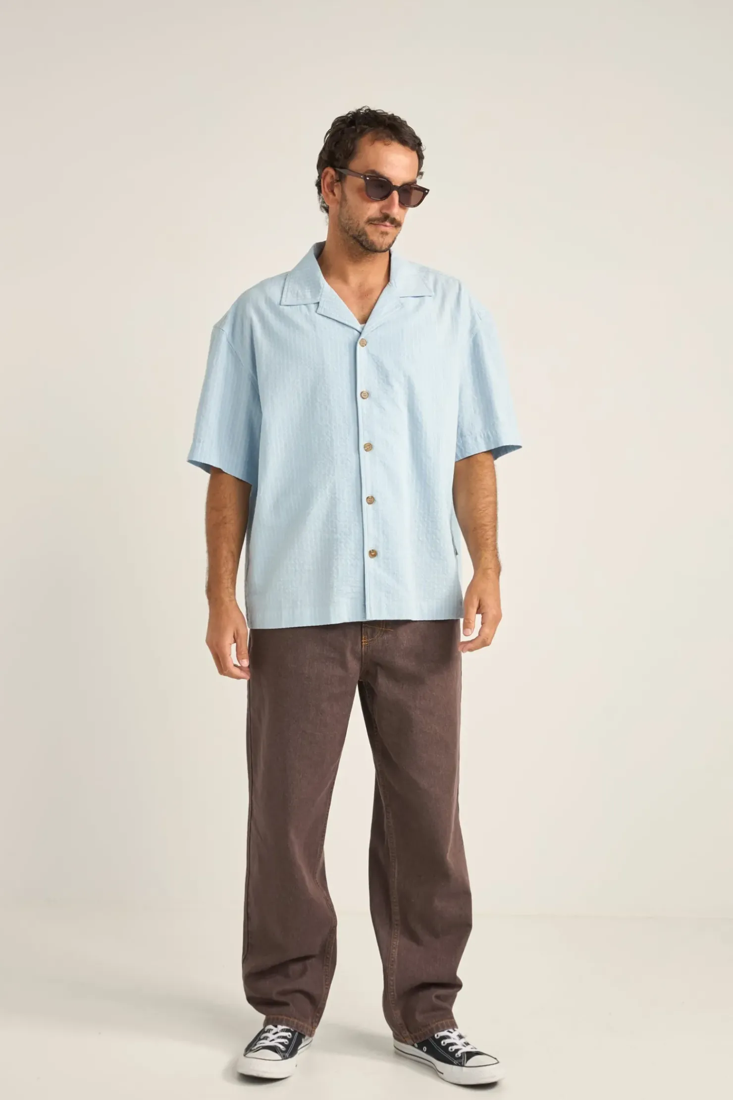 Rhythm Woven Shirts*Relaxed Stripe Ss Shirt Blue