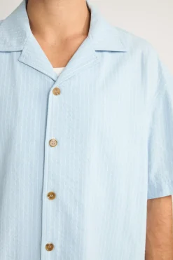 Rhythm Woven Shirts*Relaxed Stripe Ss Shirt Blue