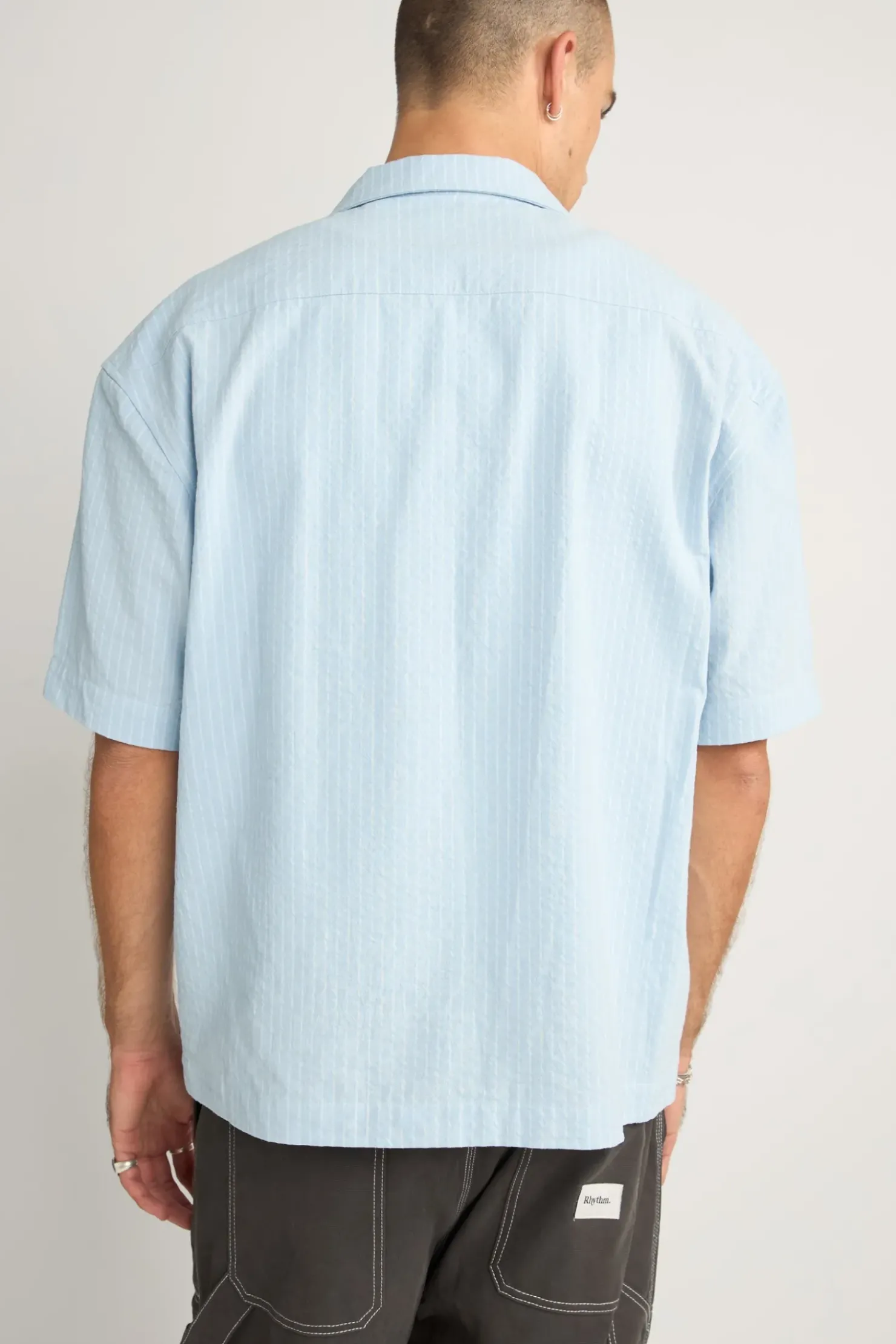 Rhythm Woven Shirts*Relaxed Stripe Ss Shirt Blue