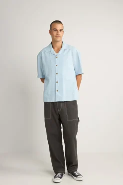 Rhythm Woven Shirts*Relaxed Stripe Ss Shirt Blue