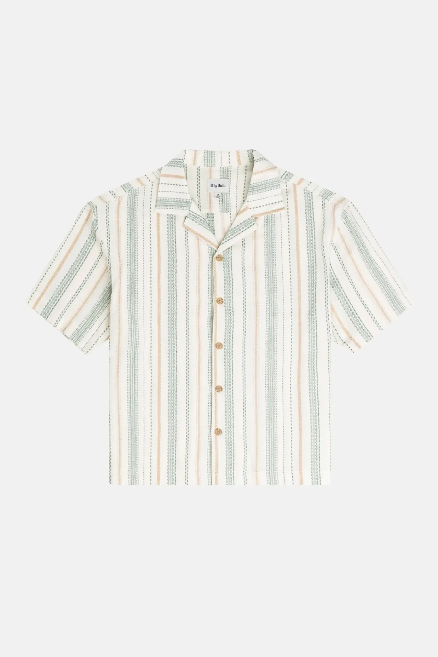Rhythm Woven Shirts*Relaxed Stripe Ss Shirt Olive